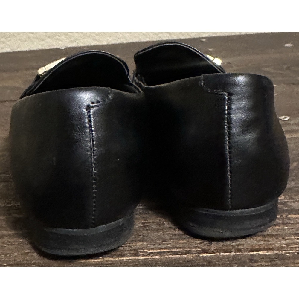 Steve Madden Ryann Women's 9 M Loafers Black Leather Gold Chain Bit Preppy - Picture 9 of 15